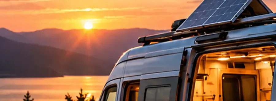 Van aménagé dans un environnement de montagne